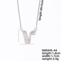Stainless Steel Copper Simple Style Classic Style Plating Inlay Letter Zircon Pendant Necklace sku image 19