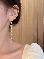 1 Pair Simple Style Tassel Pearl Inlay Alloy Rhinestones Ear Line main image 4