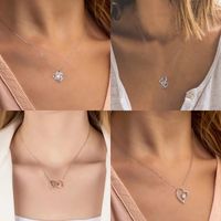 Elegant Lady Heart Shape Copper Plating Inlay Zircon 14k Gold Plated Pendant Necklace main image 9