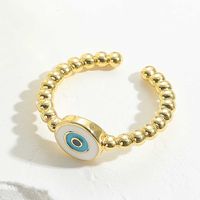 Vintage Style Simple Style Commute Devil's Eye Copper Plating Inlay Zircon 14k Gold Plated Open Rings sku image 1