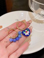 1 Pair Ig Style Vintage Style Geometric Heart Shape Flower Enamel Plating Copper Earrings main image 2