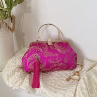 Orange Rose Red Purple Cloth Color Block Shell Evening Bags main image 7