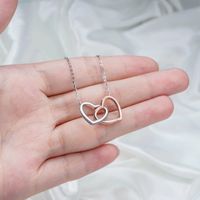 Elegant Lady Heart Shape Copper Plating Inlay Zircon 14k Gold Plated Pendant Necklace sku image 10