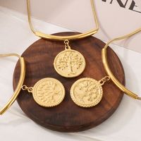 Stainless Steel 18K Gold Plated Simple Style Plating Life Tree Pendant Necklace main image 3