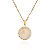 Casual Simple Style Human Round Stainless Steel Plating Inlay Artificial Gemstones Zircon Pendant Necklace main image 3