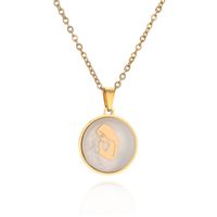 Casual Simple Style Human Round Stainless Steel Plating Inlay Artificial Gemstones Zircon Pendant Necklace sku image 1