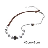 Retro Solid Color Pu Leather Alloy Tiger Eye Wholesale Necklace sku image 1