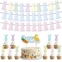 Easter Cartoon Style Rabbit Paper Party Festival Cake Decorating Supplies Decorative Props main image 1