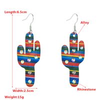 1 Pair Elegant Vintage Style Classic Style Cactus Painted Plating Inlay Alloy Rhinestones Silver Plated Drop Earrings main image 2
