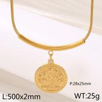 Stainless Steel 18K Gold Plated Simple Style Plating Life Tree Pendant Necklace sku image 4