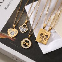 Ig Style Simple Style Love Heart Shape Lock Stainless Steel Plating Inlay Zircon Pendant Necklace main image 1