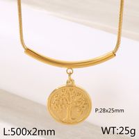 Stainless Steel 18K Gold Plated Simple Style Plating Life Tree Pendant Necklace sku image 6