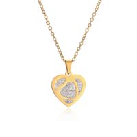 Ig Style Simple Style Love Heart Shape Lock Stainless Steel Plating Inlay Zircon Pendant Necklace sku image 3