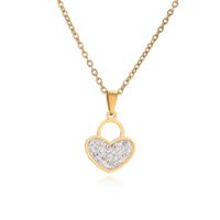 Ig Style Simple Style Love Heart Shape Lock Stainless Steel Plating Inlay Zircon Pendant Necklace main image 7