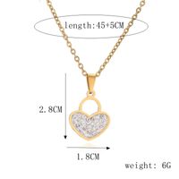 Ig Style Simple Style Love Heart Shape Lock Stainless Steel Plating Inlay Zircon Pendant Necklace main image 2