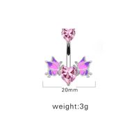 1 Piece Belly Rings Sexy Heart Shape Wings Butterfly 316 Stainless Steel  Alloy Inlay Rhinestones Glass White Gold Plated main image 4