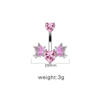 1 Piece Belly Rings Sexy Heart Shape Wings Butterfly 316 Stainless Steel  Alloy Inlay Rhinestones Glass White Gold Plated sku image 3