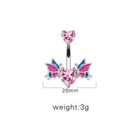 1 Piece Belly Rings Sexy Heart Shape Wings Butterfly 316 Stainless Steel  Alloy Inlay Rhinestones Glass White Gold Plated sku image 4