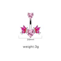 1 Piece Belly Rings Sexy Heart Shape Wings Butterfly 316 Stainless Steel  Alloy Inlay Rhinestones Glass White Gold Plated sku image 5