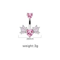 1 Piece Belly Rings Sexy Heart Shape Wings Butterfly 316 Stainless Steel  Alloy Inlay Rhinestones Glass White Gold Plated sku image 6