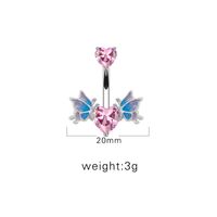 1 Piece Belly Rings Sexy Heart Shape Wings Butterfly 316 Stainless Steel  Alloy Inlay Rhinestones Glass White Gold Plated sku image 7