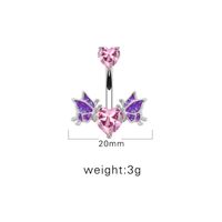 1 Piece Belly Rings Sexy Heart Shape Wings Butterfly 316 Stainless Steel  Alloy Inlay Rhinestones Glass White Gold Plated sku image 8