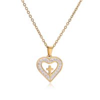 Ig Style Simple Style Love Heart Shape Lock Stainless Steel Plating Inlay Zircon Pendant Necklace sku image 6