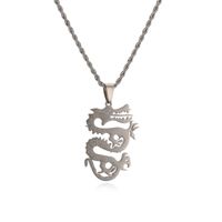 Punk Animal Heart Shape Dragon Stainless Steel Plating Pendant Necklace sku image 2