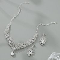 Dame Les Gouttelettes D'eau Alliage Placage Incruster Strass Femmes Des Boucles D'oreilles Collier main image 6