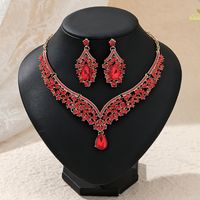 Dame Les Gouttelettes D'eau Alliage Placage Incruster Strass Femmes Des Boucles D'oreilles Collier main image 2