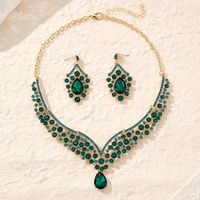 Lady Water Droplets Alloy Plating Inlay Rhinestones Women's Earrings Necklace main image 5
