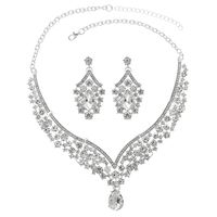 Lady Water Droplets Alloy Plating Inlay Rhinestones Women's Earrings Necklace main image 7
