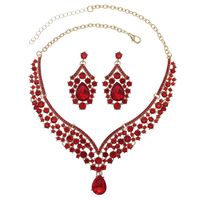 Lady Water Droplets Alloy Plating Inlay Rhinestones Women's Earrings Necklace main image 8