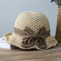 Women's Cartoon Style Flower Curved Eaves Straw Hat sku image 3