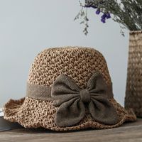 Women's Cartoon Style Flower Curved Eaves Straw Hat sku image 2