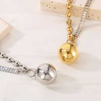 Imitation Pearl Titanium Steel 18K Gold Plated IG Style Simple Style Plating Inlay Round Zircon Pendant Necklace main image 5