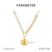 Imitation Pearl Titanium Steel 18K Gold Plated IG Style Simple Style Plating Inlay Round Zircon Pendant Necklace main image 3
