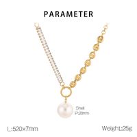 Imitation Pearl Titanium Steel 18K Gold Plated IG Style Simple Style Plating Inlay Round Zircon Pendant Necklace main image 2