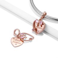 1 Piece Romantic Heart Shape Cat Rose Sterling Silver Inlay Jewelry Accessories main image 5