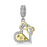1 Piece Romantic Heart Shape Cat Rose Sterling Silver Inlay Jewelry Accessories sku image 3