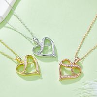 Lady Heart Shape Sterling Silver Plating Inlay Moissanite Rose Gold Plated Gold Plated Silver Plated Pendant Necklace main image 1