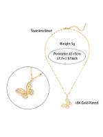 Elegant Butterfly Stainless Steel Plating Inlay Zircon 18k Gold Plated Necklace main image 5