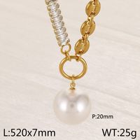 Imitation Pearl Titanium Steel 18K Gold Plated IG Style Simple Style Plating Inlay Round Zircon Pendant Necklace sku image 2
