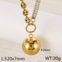 Imitation Pearl Titanium Steel 18K Gold Plated IG Style Simple Style Plating Inlay Round Zircon Pendant Necklace sku image 4