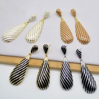 1 Pair Retro Spiral Stripe Plating Alloy 14k Gold Plated Drop Earrings main image 1