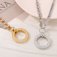 Titanium Steel 18K Gold Plated Hip-Hop Simple Style Plating Inlay Round Zircon Pendant Necklace main image 4