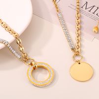 Titanium Steel 18K Gold Plated Hip-Hop Simple Style Plating Inlay Round Zircon Pendant Necklace main image 11
