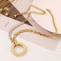 Titanium Steel 18K Gold Plated Hip-Hop Simple Style Plating Inlay Round Zircon Pendant Necklace main image 5