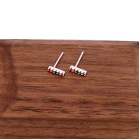 1 Pair Simple Style Solid Color Inlay Sterling Silver Zircon Ear Studs main image 8