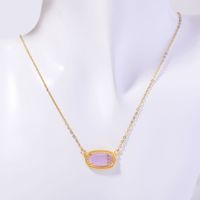 Copper Simple Style Plating Inlay Oval Birthstone Necklace main image 7